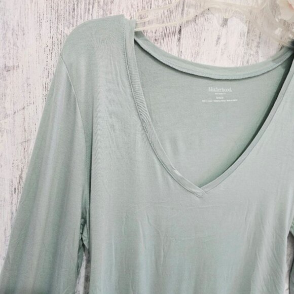 Motherhood Maternity Long Sleeve Tee T-Shirt Size Medium Light Green V Neck Work - Picture 6 of 11
